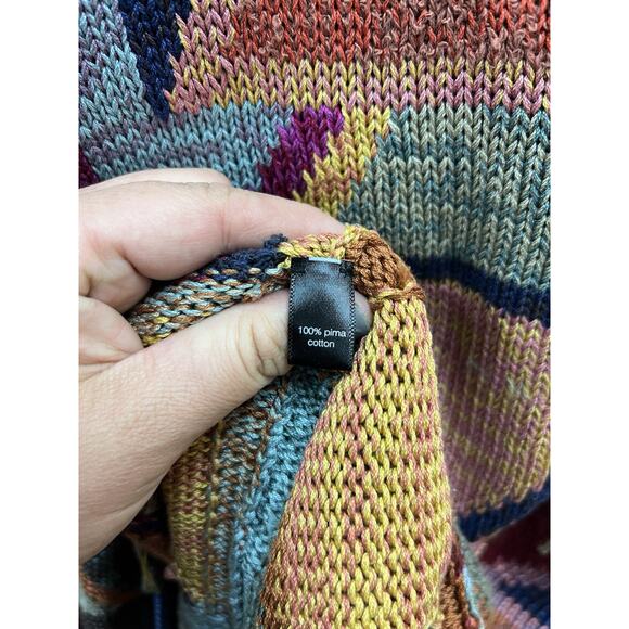Kaffe Fassett & Peruvian Connection Pima Cotton Poncho Boho Sweater One Size - Picture 6 of 7